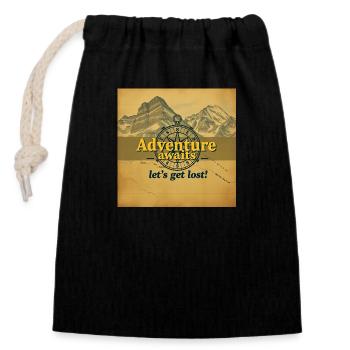 L’aventure vous attend Vintage Map Travel Explorer - Sac cadeau en coton avec cordon (14 x 20 cm) - noir - Devant