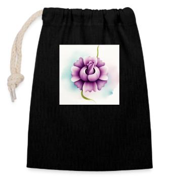 Flower - Closable cotton gift bag (14x20cm) - black - Front
