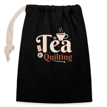 Tea & Quilting Quilter Sewing - Verschließbarer Geschenkbeutel aus Baumwolle (14x20cm) - Schwarz - Vorne