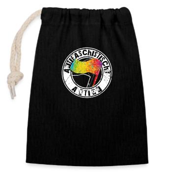 Action antifasciste - Sac cadeau en coton avec cordon (14 x 20 cm) - noir - Devant