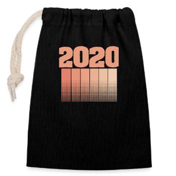 Born in 2020 - Closable cotton gift bag (14x20cm) - black - Front