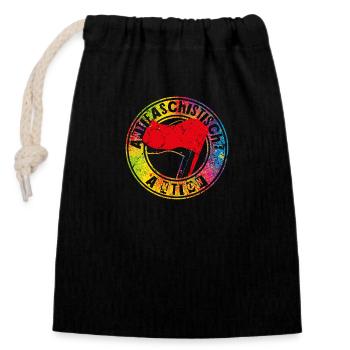 Action antifasciste - Sac cadeau en coton avec cordon (14 x 20 cm) - noir - Devant