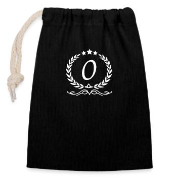 Letter o crown - Closable cotton gift bag (14x20cm) - black - Front
