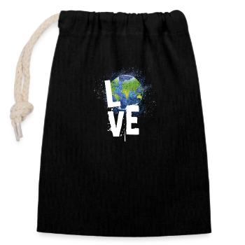 L’amour du monde - Sac cadeau en coton avec cordon (14 x 20 cm) - noir - Devant