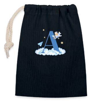 Letter to Blue Clouds Airplane Child - Closable cotton gift bag (14x20cm) - navy - Front