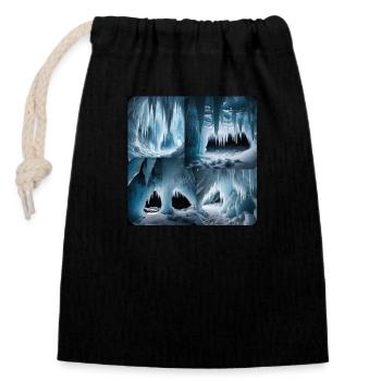 Grotte de glace - Sac cadeau en coton avec cordon (14 x 20 cm) - noir - Devant