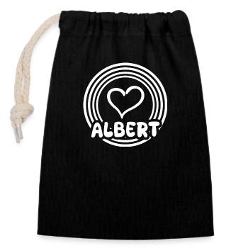 Geschenk für Albert - Verschließbarer Geschenkbeutel aus Baumwolle (14x20cm) - Schwarz - Vorne