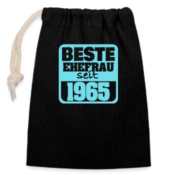 1965 - Sac cadeau en coton avec cordon (14 x 20 cm) - noir - Devant