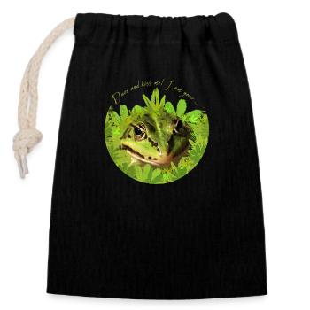 La grenouille m’embrasse prince - Sac cadeau en coton avec cordon (14 x 20 cm) - noir - Devant