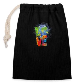 J’aime ma planète ! - Sac cadeau en coton avec cordon (14 x 20 cm) - noir - Devant