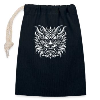 Masque de dragon - Sac cadeau en coton avec cordon (14 x 20 cm) - bleu marine - Devant
