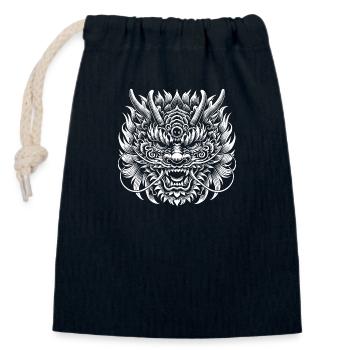 Masque de dragon - Sac cadeau en coton avec cordon (14 x 20 cm) - bleu marine - Devant