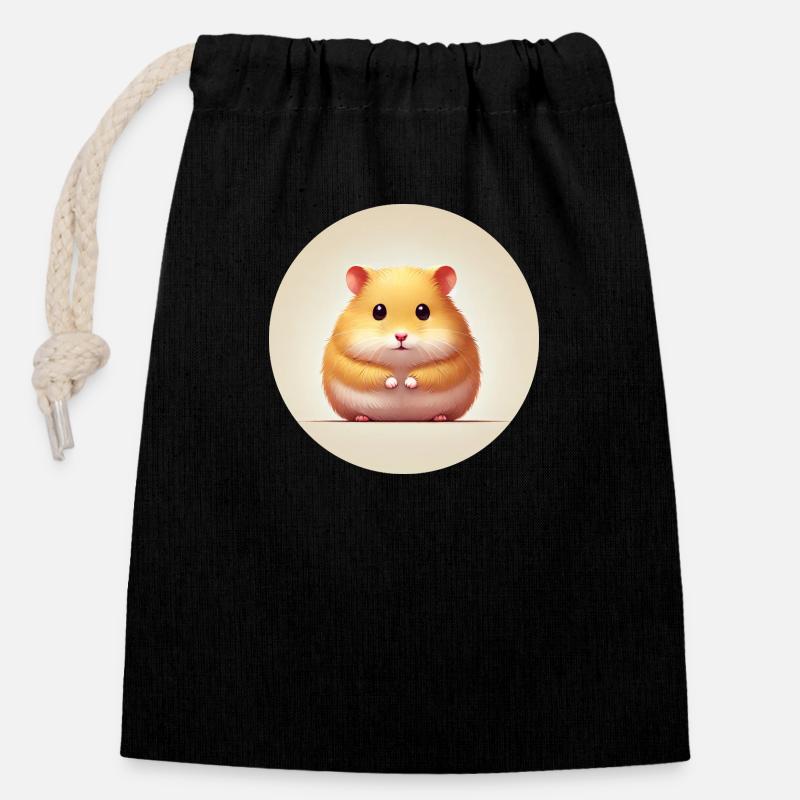 Hamster - Sac cadeau en coton avec cordon (14 x 20 cm) - noir
