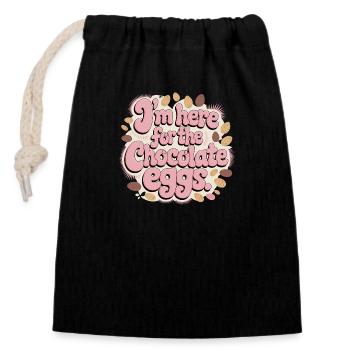 I'm Here For The Chocolate Eggs Lustig Ostern Eier - Closable cotton gift bag (14x20cm) - black - Front