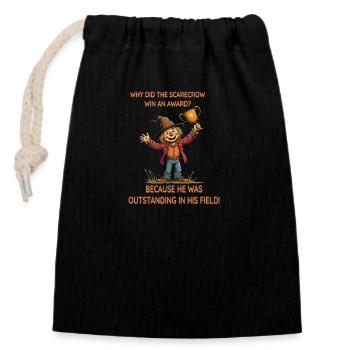 Winning scarecrow - Closable cotton gift bag (14x20cm) - black - Front