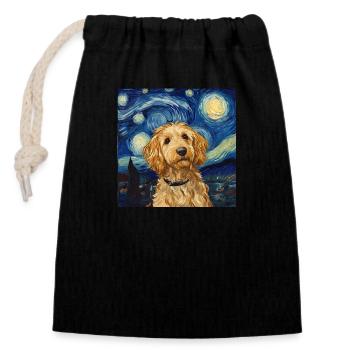 Goldendoodle Golden Doodle Van Gogh - Verschließbarer Geschenkbeutel aus Baumwolle (14x20cm) - Schwarz - Vorne