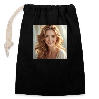 Beautiful Girl with Shiny hair - Closable cotton gift bag (14x20cm) - black - Front