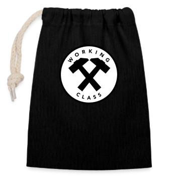 Working Class - Closable cotton gift bag (14x20cm) - black - Front