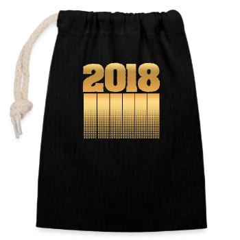 Gold 2018 - Verschließbarer Geschenkbeutel aus Baumwolle (14x20cm) - Schwarz - Vorne