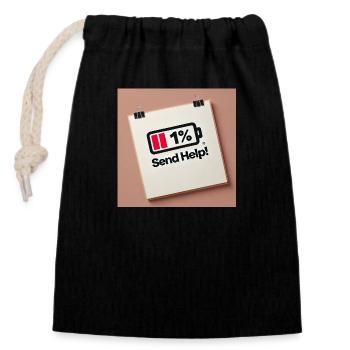 Envoyez de l’aide ! – Batterie presque vide | Drôle d’urgence des - Sac cadeau en coton avec cordon (14 x 20 cm) - noir - Devant