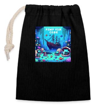 PimpYourCode sous-marin - Sac cadeau en coton avec cordon (14 x 20 cm) - noir - Devant