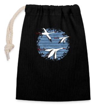 Birds - Closable cotton gift bag (14x20cm) - black - Front