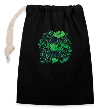 Amateur de fleurs Coloré Floral Design texte Art - Sac cadeau en coton avec cordon (14 x 20 cm) - noir - Devant