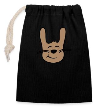 Hase Kaninchen Häschen Cartoon Kleintier niedlich - Verschließbarer Geschenkbeutel aus Baumwolle (14x20cm) - Schwarz - Vorne