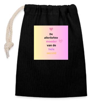 La mère la plus douce du monde entier. Fête des Mères - Sac cadeau en coton avec cordon (14 x 20 cm) - noir - Devant