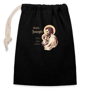 Saint Joseph - Closable cotton gift bag (14x20cm) - black - Front
