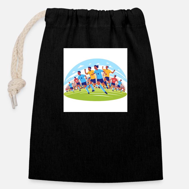 Football - Sac cadeau en coton avec cordon (14 x 20 cm) - noir