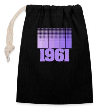Born in 1961 - Closable cotton gift bag (14x20cm) - black - Front