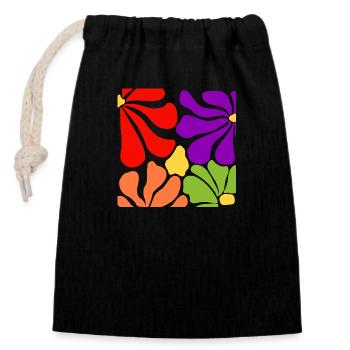 Explosion Florale - Design Coloré et Dynamique - Sac cadeau en coton avec cordon (14 x 20 cm) - noir - Devant