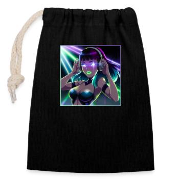 Party girl - Closable cotton gift bag (14x20cm) - black - Front