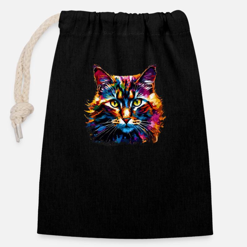 Colorcat - Sac cadeau en coton avec cordon (14 x 20 cm) - noir