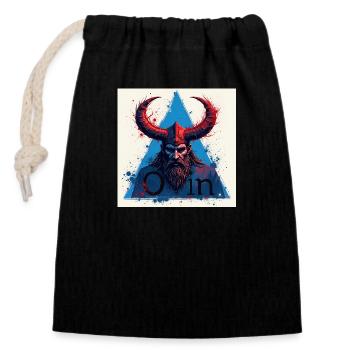 Odin - Verschließbarer Geschenkbeutel aus Baumwolle (14x20cm) - Schwarz - Vorne