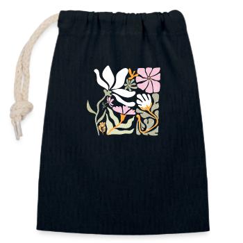 Fleurs groovy rétro rose et pastel - Sac cadeau en coton avec cordon (14 x 20 cm) - bleu marine - Devant