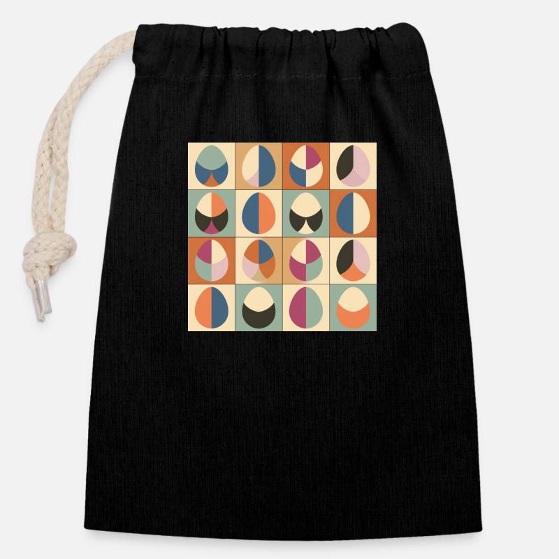 Easter Eggs Design No.01 - Closable cotton gift bag (14x20cm) - black
