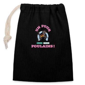 UN POUR TOUS, TOUS POULAINS (cheval) ! - Sac cadeau en coton avec cordon (14 x 20 cm) - noir - Devant