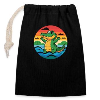 Alligator Retro Alligators - Closable cotton gift bag (14x20cm) - black - Front