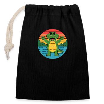 Alligator Retro Alligators - Closable cotton gift bag (14x20cm) - black - Front