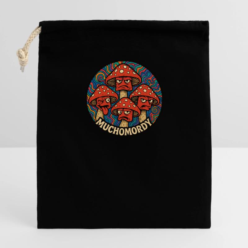 Toadstools Closable cotton gift bag (14x20cm)