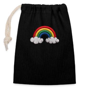 Rainbow Embroidered - Closable cotton gift bag (14x20cm) - black - Front