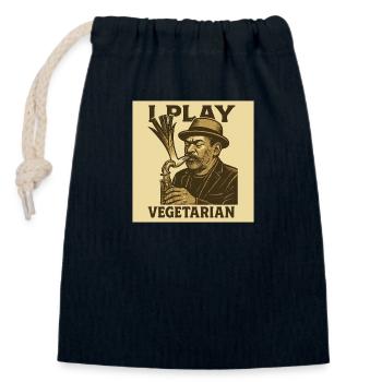 Saxophon I play vegetarian - Verschließbarer Geschenkbeutel aus Baumwolle (14x20cm) - Navy - Vorne