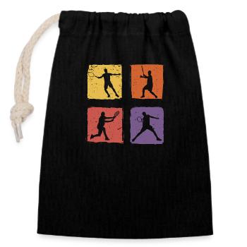 Tennis Vintage Retro Tennisspieler Sport Hobby - Verschließbarer Geschenkbeutel aus Baumwolle (14x20cm) - Schwarz - Vorne