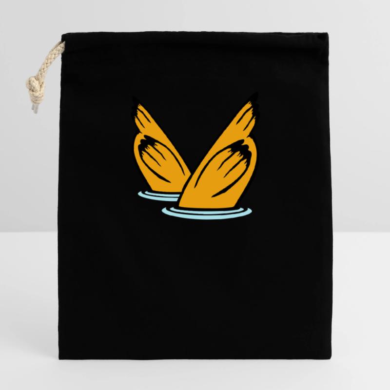 2 canards plongée sous-marin tête lac eau potable Sac cadeau en coton avec cordon (14 x 20 cm)