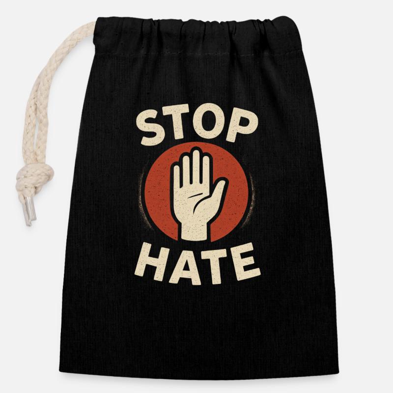 Stope Hate - Closable cotton gift bag (14x20cm) - black