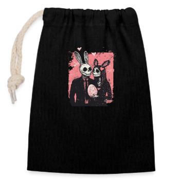 Spooky Easter couple - Closable cotton gift bag (14x20cm) - black - Front