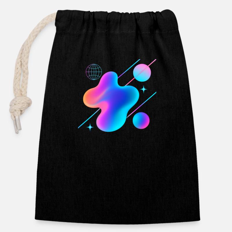 Abstract - Closable cotton gift bag (14x20cm) - black