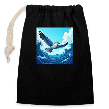 Bonjour, à la visite du port - Sac cadeau en coton avec cordon (14 x 20 cm) - noir - Devant